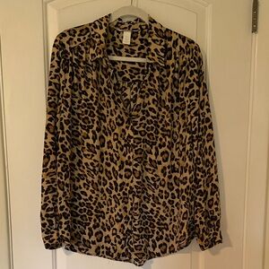 H&M Leopard Print Button Down Shirt